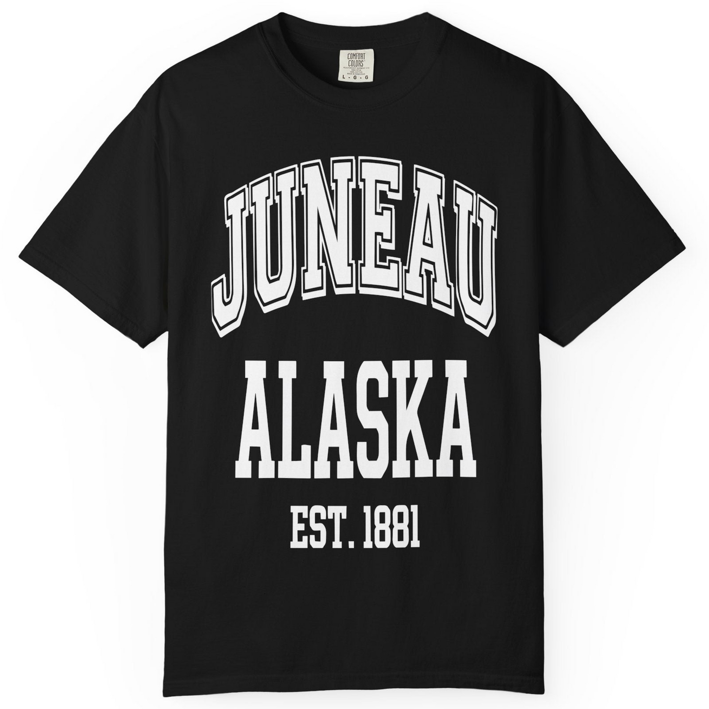 Juneau Alaska Est 1881 Classic Collegiate Souvenir Shirt — Comfort T-Shirt – Alaska Cruise Shirts