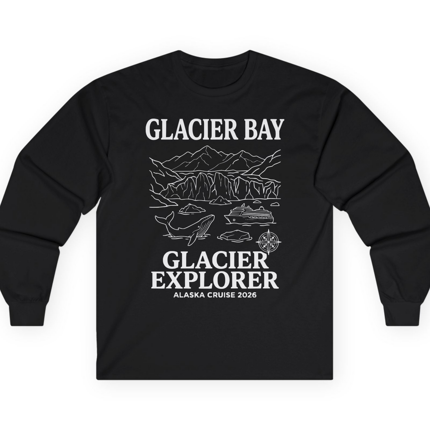 Glacier Bay Alaska Cruise 2026 Glacier Explorer Souvenir Shirt — Long Sleeve T-Shirt – Alaska Cruise Shirts