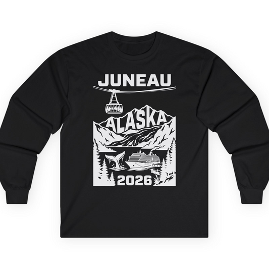 Juneau Alaska Cruise 2026 Scenic Whale and Cable Car Shirt — Long Sleeve T-Shirt – Alaska Cruise Shirts