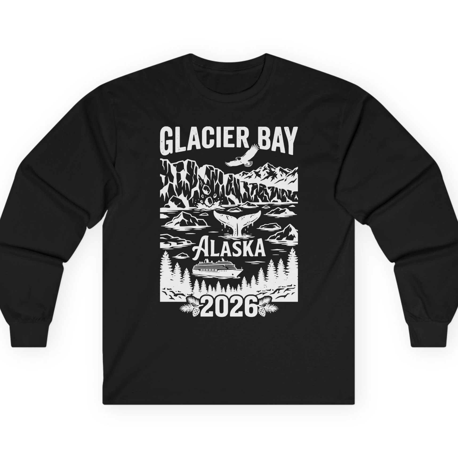 Glacier Bay Alaska 2026 Cruise Adventure Nature Scene Shirt — Long Sleeve T-Shirt – Alaska Cruise Shirts