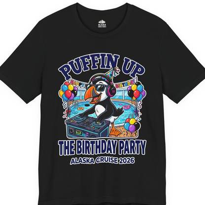 Funny Puffin DJ Birthday Party Alaska Cruise 2026 Shirt — Premium Tee T-Shirt – Alaska Cruise Shirts