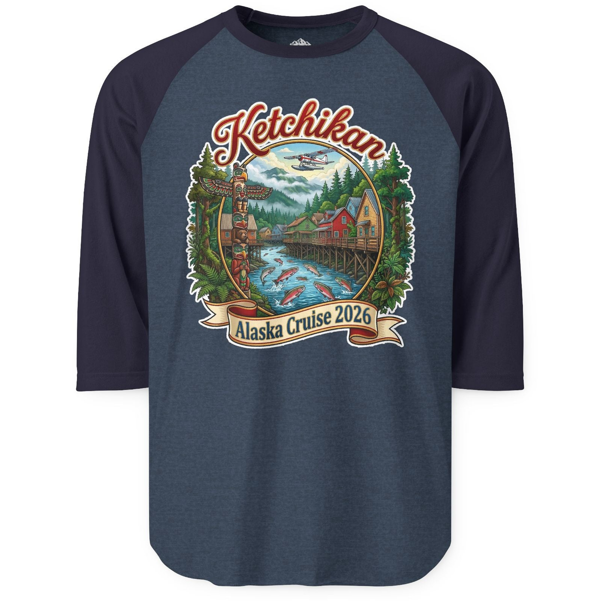 Ketchikan Alaska Cruise 2026 Vintage Souvenir Vacation Shirt — 3/4 Sleeve T-Shirt – Alaska Cruise Shirts