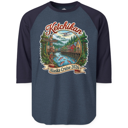 Ketchikan Alaska Cruise 2026 Vintage Souvenir Vacation Shirt — 3/4 Sleeve T-Shirt – Alaska Cruise Shirts
