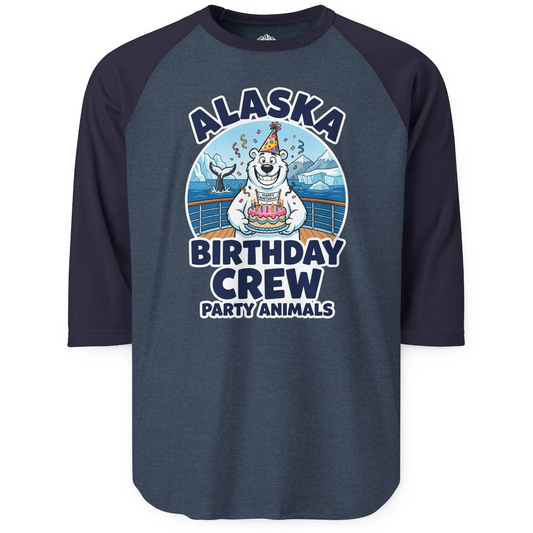 Alaska Birthday Crew Party Animals Polar Bear Cruise Shirt — 3/4 Sleeve T-Shirt – Alaska Cruise Shirts