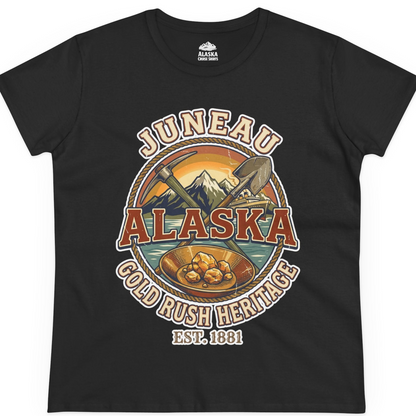 Juneau Alaska Gold Rush Heritage Vintage Travel T-Shirt — Ladies Tee T-Shirt – Alaska Cruise Shirts