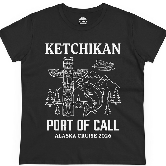 Ketchikan Alaska Cruise Port of Call Totem Wildlife Adventure Shirt — Ladies Tee T-Shirt – Alaska Cruise Shirts
