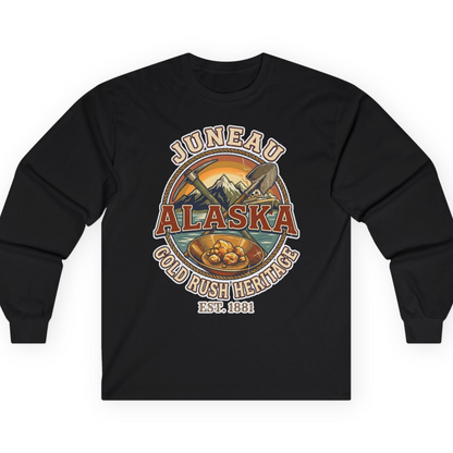 Juneau Alaska Gold Rush Heritage Vintage Travel T-Shirt — Long Sleeve T-Shirt – Alaska Cruise Shirts