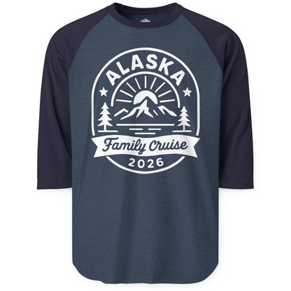 Alaska Family Cruise 2026 Mountain Nature Adventure Shirt — 3/4 Sleeve T-Shirt – Alaska Cruise Shirts