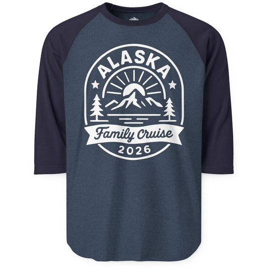Alaska Family Cruise 2026 Mountain Nature Adventure Shirt — 3/4 Sleeve T-Shirt – Alaska Cruise Shirts