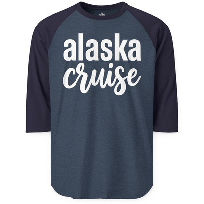 Bold Alaska Cruise Typography Shirt for Vacation Memories — 3/4 Sleeve T-Shirt – Alaska Cruise Shirts