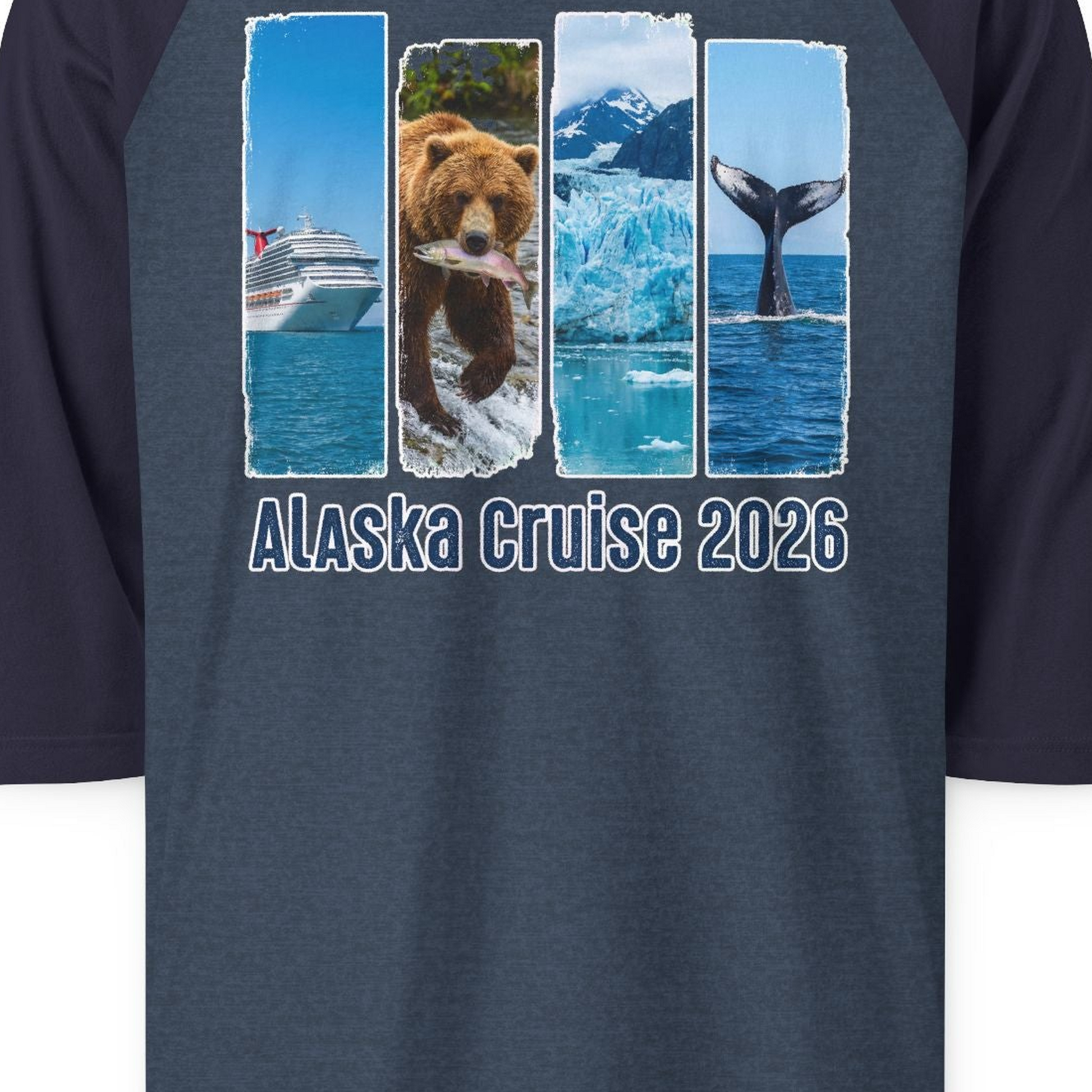 Alaska Cruise 2026 Wildlife Nature Adventure Vacation Shirt — 3/4 Sleeve T-Shirt – Alaska Cruise Shirts Close Up