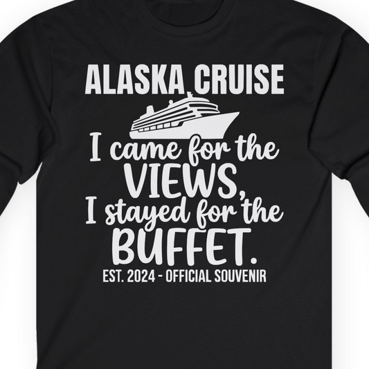 Alaska Cruise Views and Buffet Funny Official Souvenir Shirt — Long Sleeve T-Shirt – Alaska Cruise Shirts Close Up