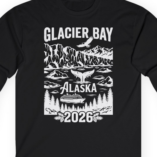 Glacier Bay Alaska 2026 Cruise Adventure Nature Scene Shirt — Long Sleeve T-Shirt – Alaska Cruise Shirts Close Up