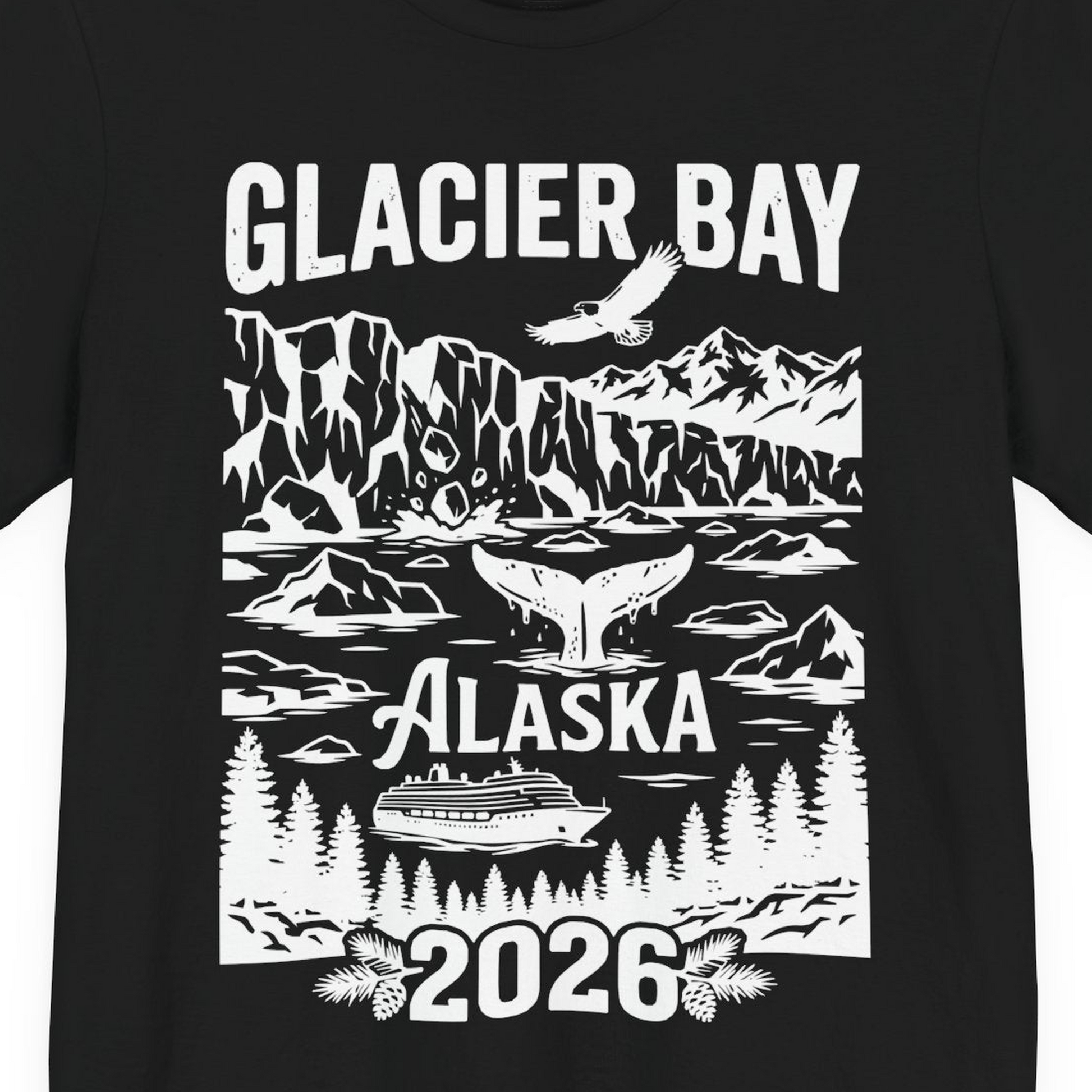 Glacier Bay Alaska 2026 Cruise Adventure Nature Scene Shirt — Premium Tee T-Shirt – Alaska Cruise Shirts Close Up