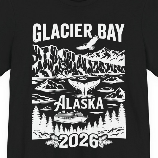 Glacier Bay Alaska 2026 Cruise Adventure Nature Scene Shirt — Premium Tee T-Shirt – Alaska Cruise Shirts Close Up