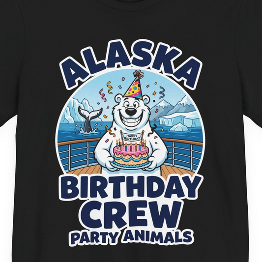 Alaska Birthday Crew Party Animals Polar Bear Cruise Shirt — Premium Tee T-Shirt – Alaska Cruise Shirts Close Up