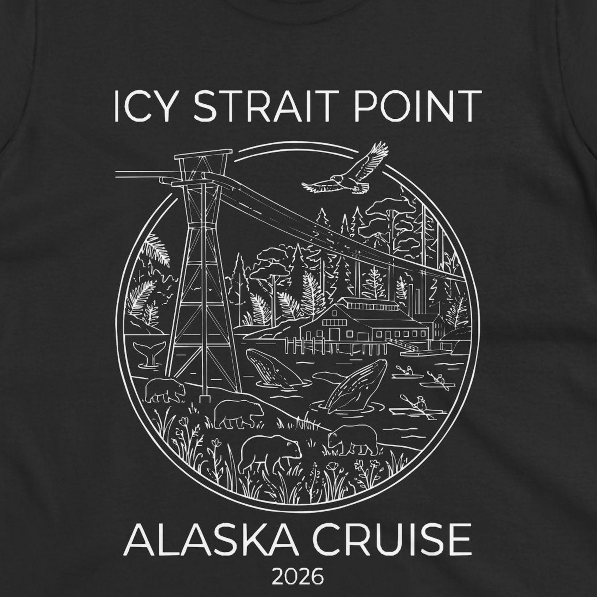 Icy Strait Point Alaska Cruise 2026 Nature Adventure T-Shirt — Ladies Tee T-Shirt – Alaska Cruise Shirts Close Up