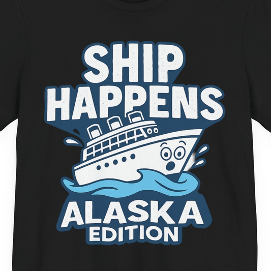 Ship Happens Alaska Cruise Shirt T-Shirt – Alaska Cruise Shirts Close Up