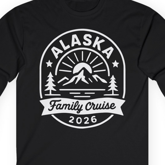 Alaska Family Cruise 2026 Mountain Nature Adventure Shirt — Long Sleeve T-Shirt – Alaska Cruise Shirts Close Up