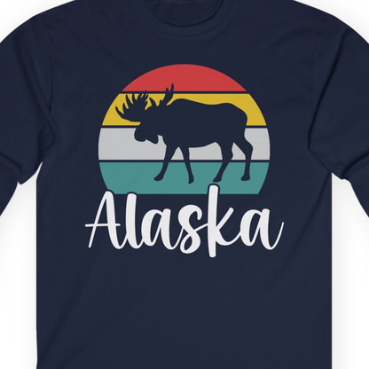 Retro Alaska Moose Silhouette Shirt T-Shirt – Alaska Cruise Shirts Close Up