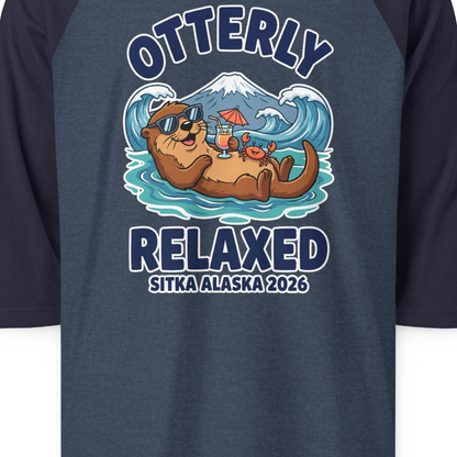 Otterly Relaxed Sitka Alaska 2026 Vacation Souvenir Shirt — 3/4 Sleeve T-Shirt – Alaska Cruise Shirts Close Up