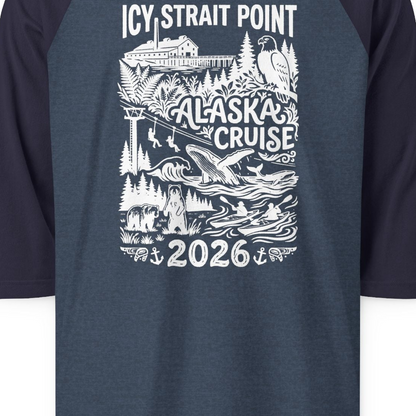 Icy Strait Point Alaska Cruise 2026 Wildlife Adventure Shirt — 3/4 Sleeve T-Shirt – Alaska Cruise Shirts Close Up