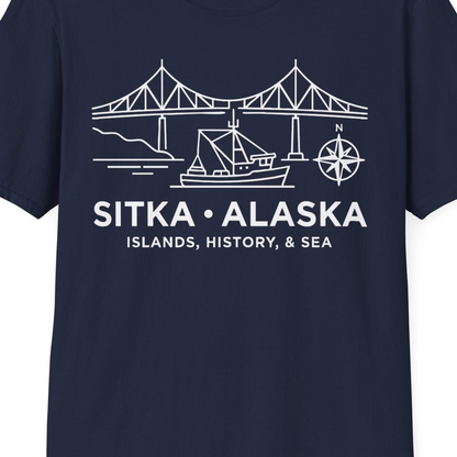 Sitka Alaska Nautical Line Art Shirt T-Shirt – Alaska Cruise Shirts Close Up