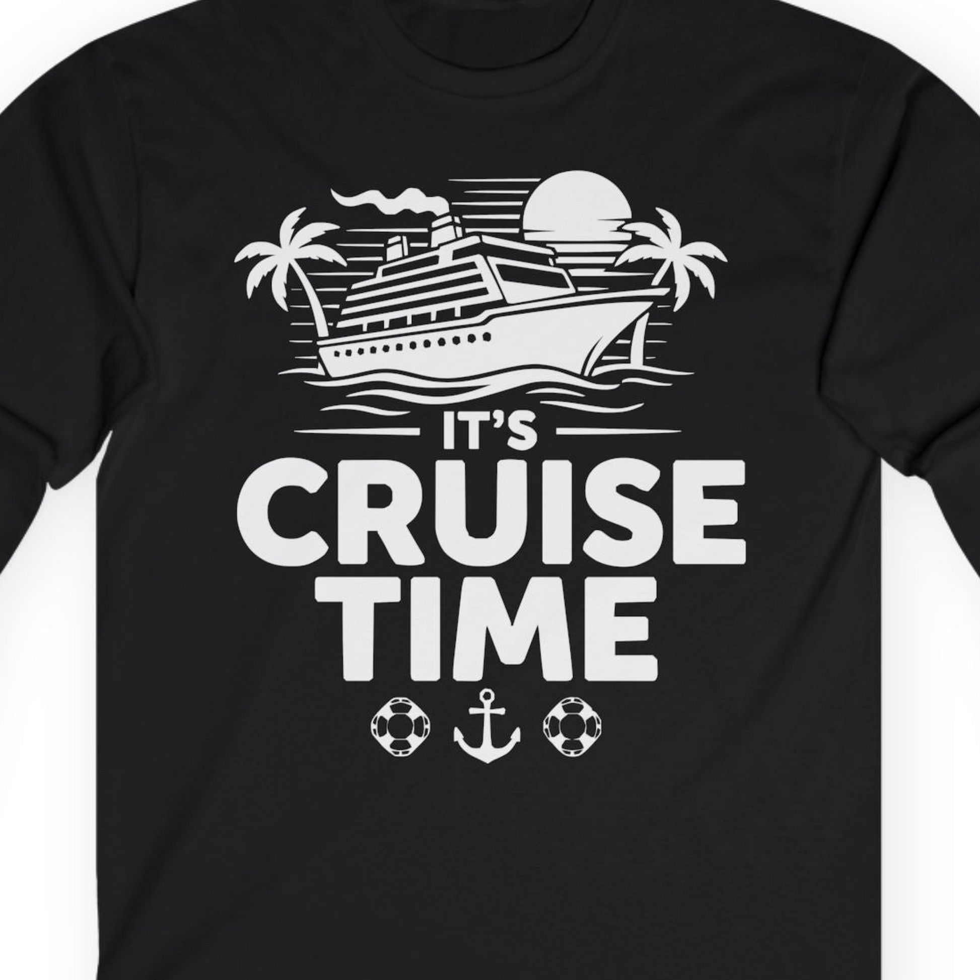 It’s Cruise Time Bold Nautical Vacation Shirt for Cruise Enthusiasts — Long Sleeve T-Shirt – Alaska Cruise Shirts Close Up