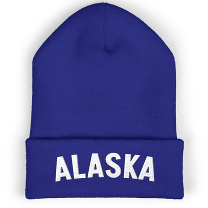 Alaska Embroidered Cuffed Beanie T-Shirt – Royal – Alaska Cruise Shirts