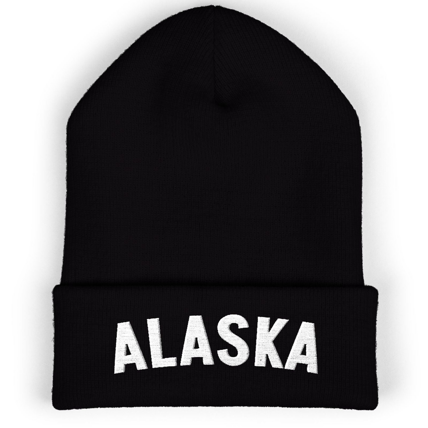 Alaska Embroidered Cuffed Beanie T-Shirt – Black – Alaska Cruise Shirts