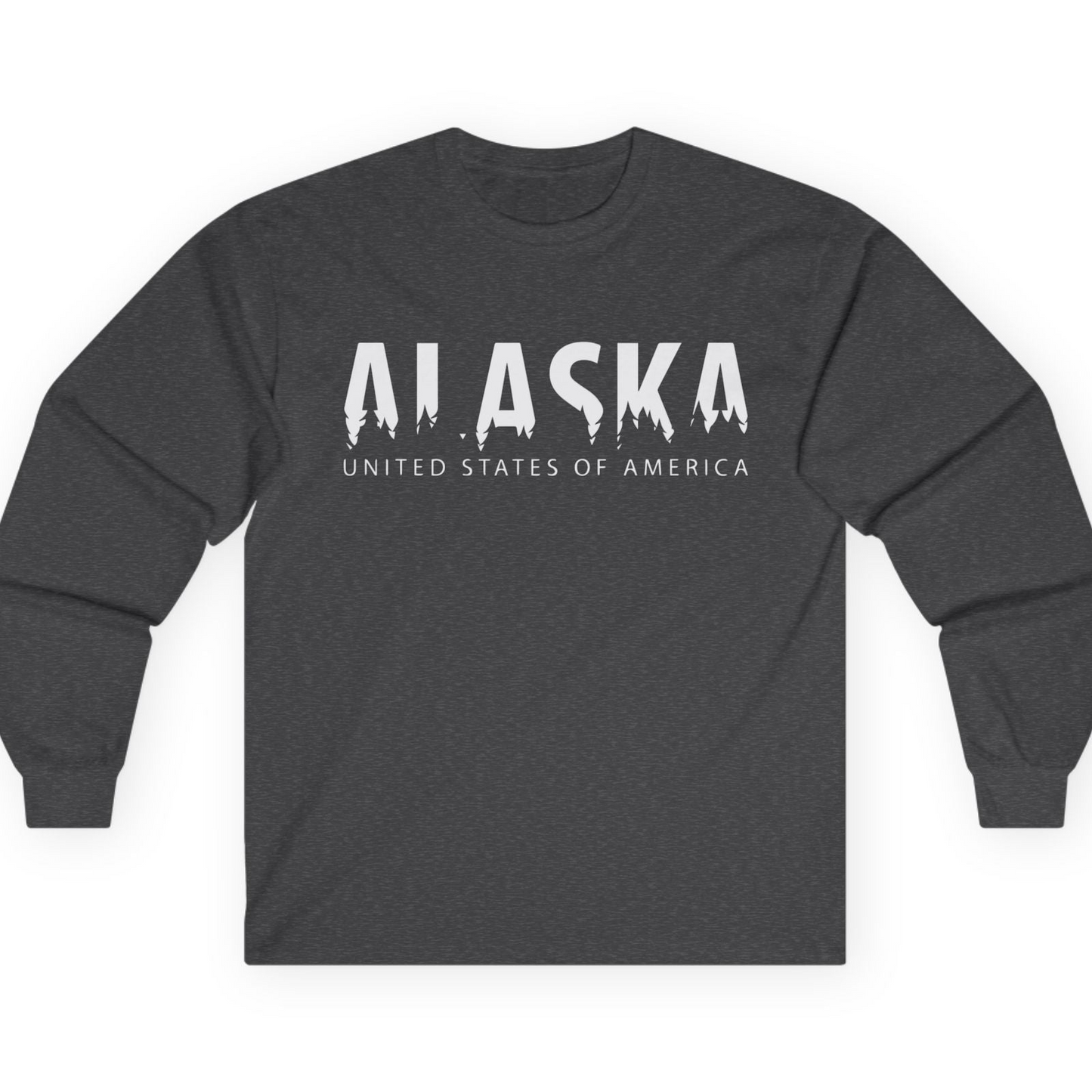 Alaska United States Typography Shirt T-Shirt – Dark Heather – Alaska Cruise Shirts