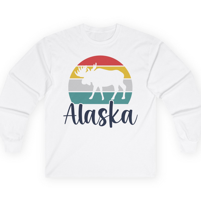 Retro Alaska Moose Silhouette Shirt T-Shirt – White – Alaska Cruise Shirts