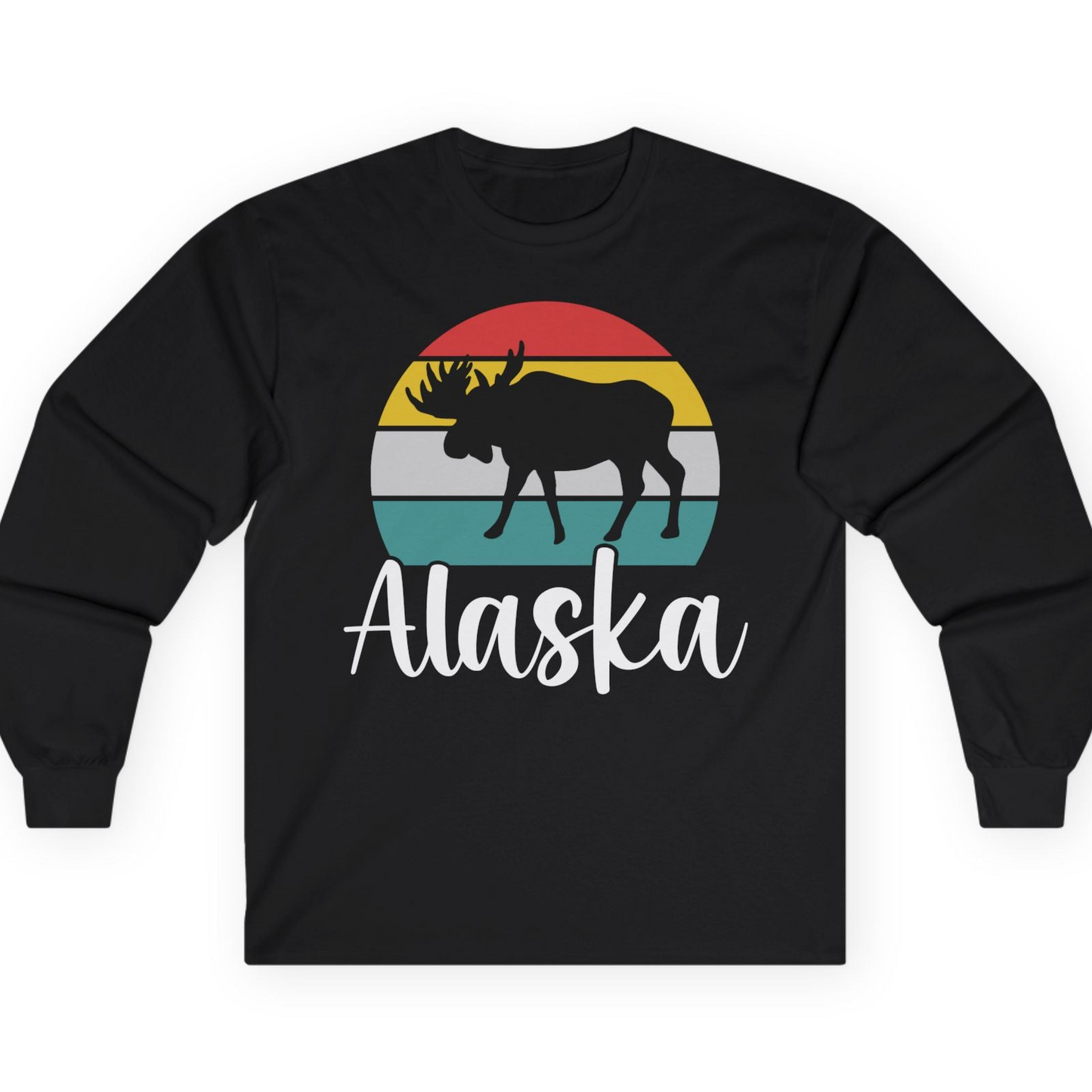 Retro Alaska Moose Silhouette Shirt T-Shirt – Black – Alaska Cruise Shirts