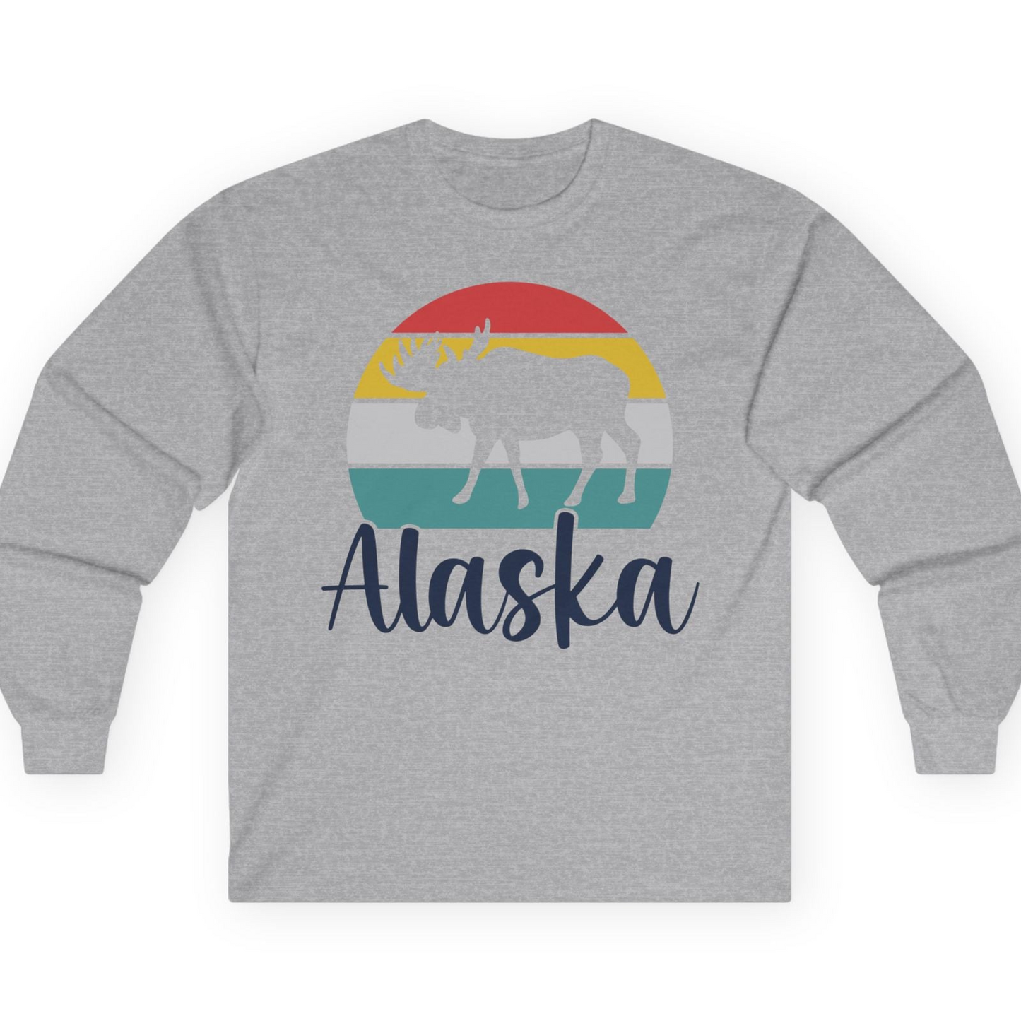 Retro Alaska Moose Silhouette Shirt T-Shirt – Sport Grey – Alaska Cruise Shirts