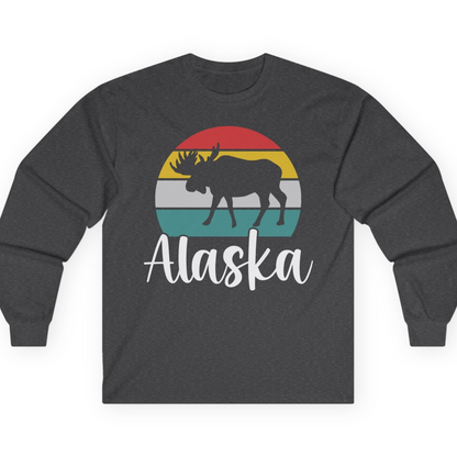 Retro Alaska Moose Silhouette Shirt T-Shirt – Dark Heather – Alaska Cruise Shirts