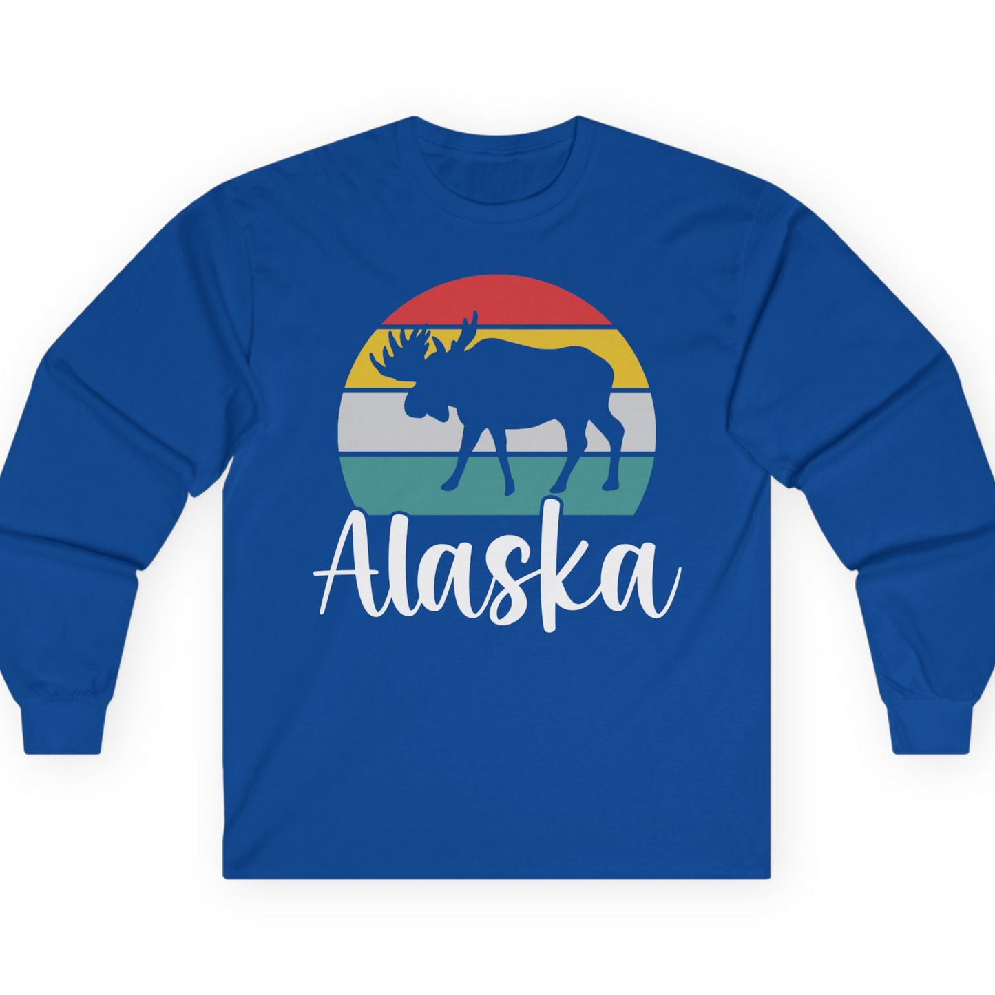 Retro Alaska Moose Silhouette Shirt T-Shirt – Royal – Alaska Cruise Shirts