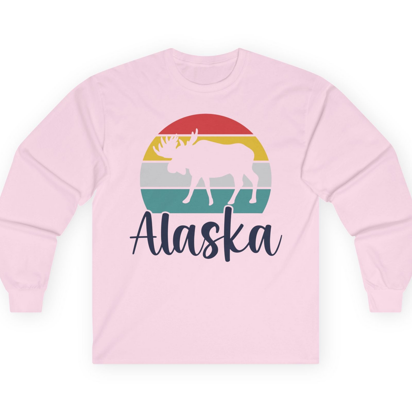 Retro Alaska Moose Silhouette Shirt T-Shirt – Light Pink – Alaska Cruise Shirts