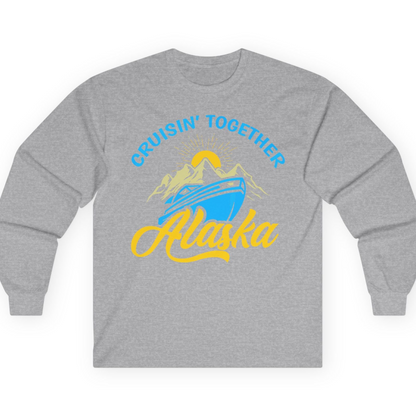 Alaska Cruise Adventure Mountains Sunrise Retro Shirt for Travelers — Long Sleeve T-Shirt – Sport Grey – Alaska Cruise Shirts