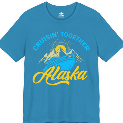 Alaska Cruise Adventure Mountains Sunrise Retro Shirt for Travelers — Premium Tee T-Shirt – Aqua – Alaska Cruise Shirts