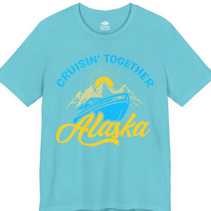 Alaska Cruise Adventure Mountains Sunrise Retro Shirt for Travelers — Premium Tee T-Shirt – Turquoise – Alaska Cruise Shirts