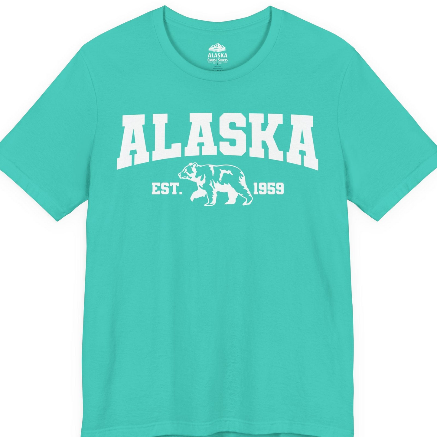 Vintage Alaska Bear Shirt T-Shirt – Teal – Alaska Cruise Shirts