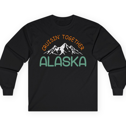 Cruisin Together Alaska Mountain Adventure Cruise Graphic Shirt — Long Sleeve T-Shirt – Black – Alaska Cruise Shirts