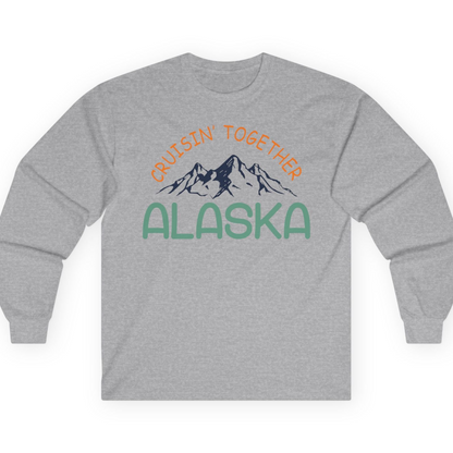 Cruisin Together Alaska Mountain Adventure Cruise Graphic Shirt — Long Sleeve T-Shirt – Sport Grey – Alaska Cruise Shirts