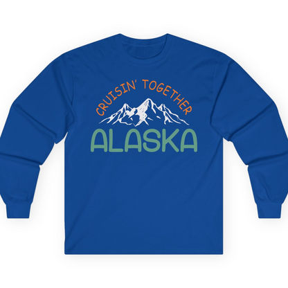 Cruisin Together Alaska Mountain Adventure Cruise Graphic Shirt — Long Sleeve T-Shirt – Royal – Alaska Cruise Shirts