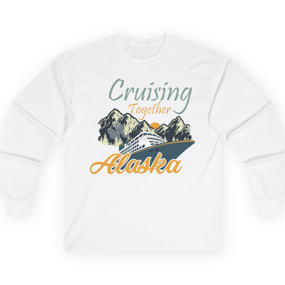 Cruising Together Alaska Mountains Family Alaska Cruise Adventure Shirt — Long Sleeve T-Shirt – White – Alaska Cruise Shirts