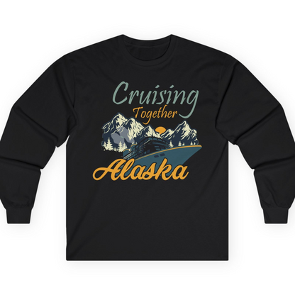 Cruising Together Alaska Mountains Family Alaska Cruise Adventure Shirt — Long Sleeve T-Shirt – Black – Alaska Cruise Shirts