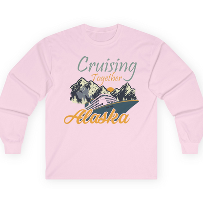 Cruising Together Alaska Mountains Family Alaska Cruise Adventure Shirt — Long Sleeve T-Shirt – Light Pink – Alaska Cruise Shirts