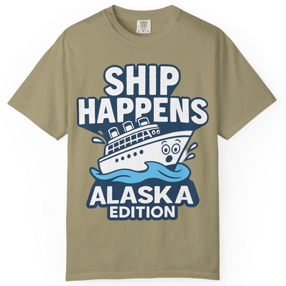 Ship Happens Alaska Cruise Shirt T-Shirt – Khaki – Alaska Cruise Shirts