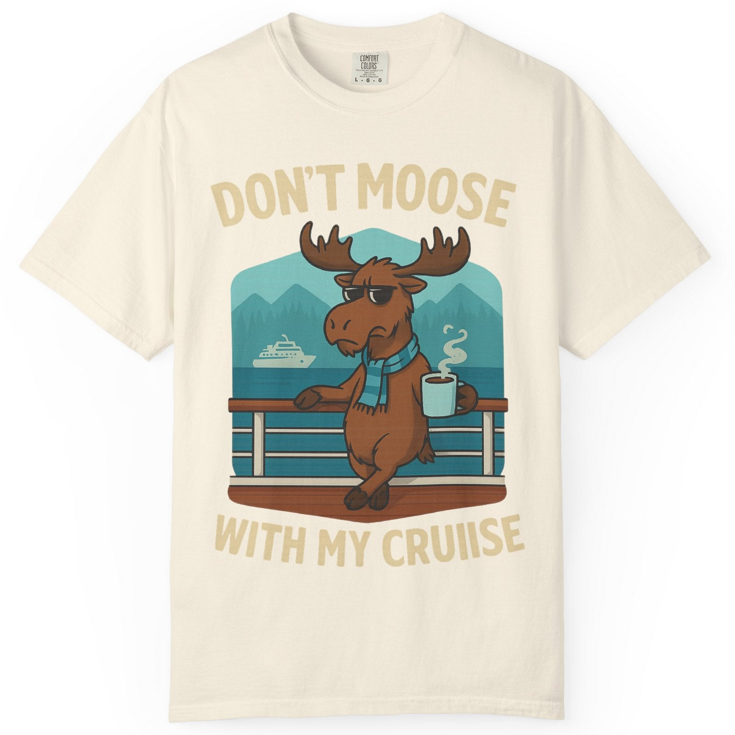Funny Moose on Alaska Cruise Ship Shirt T-Shirt – Ivory – Alaska Cruise Shirts