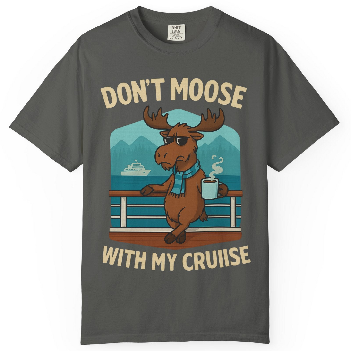 Funny Moose on Alaska Cruise Ship Shirt T-Shirt – Pepper – Alaska Cruise Shirts